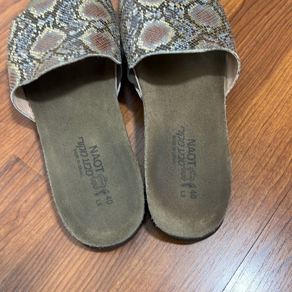 Naot Skylar Flat Slide Sandal Golden Python Print… - image 6